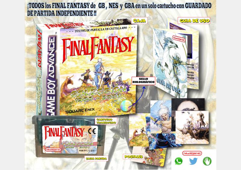 final fantasy gb, nes, gba multi edicion pack en 1 cartucho español