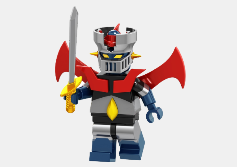 MAZINGER Z ESTILO LEGO EN BOLSITA CON BASE Y ESPADA PARA MONTAR