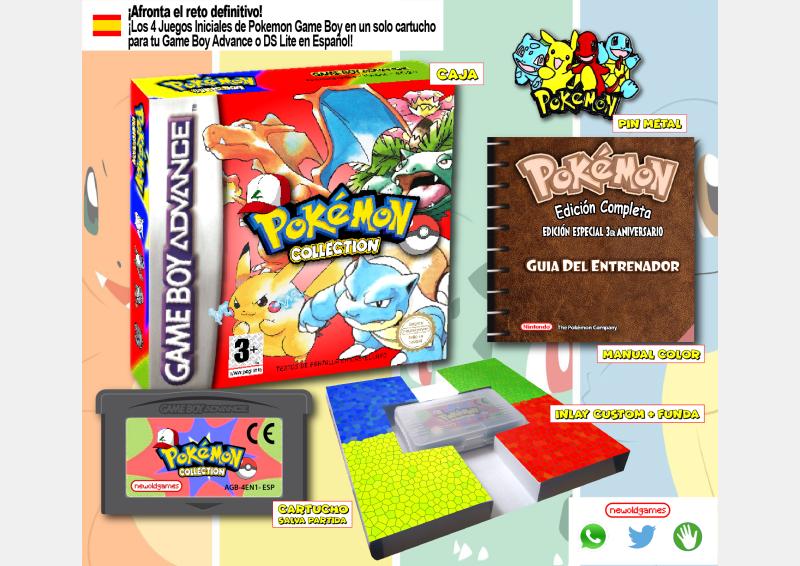 POKEMON COLLLECTION ROJO AMARILLO AZUL VERDE EN ESPAÑOL PACK GBA GAME BOY ADVANCE CHIPSAVE GUARDA PARTIDA