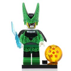 PERFECT CELL DRAGON BALL CELULA PERFECTO ESTILO LEGO EN BOLSITA CON BOLA Y ESPADA Y BASE