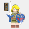 LINK HYRULE ZELDA FIGURA ARTICULADA PVC TIPO LEGO CON ESPADA Y ESCUDO Y TABLA SHEIKA